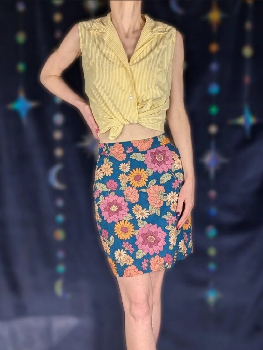 ModCloth x Princess Highway Linen Floral Mini Skirt (US 4)